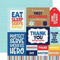 Echo Park - First Responder Collection - 12 x 12 Double Sided Paper - Multi Journaling Cards