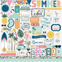 Echo Park - Pool Party Collection - 12 x 12 Cardstock Stickers - Elements