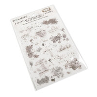 49 and Market - Vintage Bits Collection - 6 x 8 Rub-On Transfers - Essential Textblends - Pewter