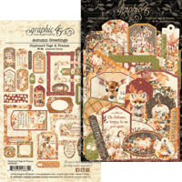 Graphic 45 - Autumn Greeting Collection - Chipboard Embellishments - Tags And Frames