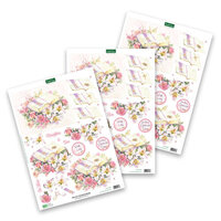 Katy Sue Designs - 3D Die Cut Decoupage Layers - Easy Pop Out Designs - Wedding Book And Flowers