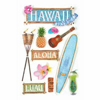 Paper House Productions - Hawaii Collection - 3 Dimensional Cardstock Stickers with Bling Glitter and Glossy Accents - Hawaii