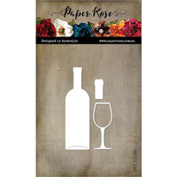 Paper Rose - Dies - Wine Bottle And Glass