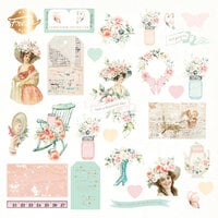 Prima - Peach Tea Collection - Ephemera With Foil Accents - Set 2