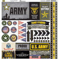 Reminisce - Army Collection - 12 x 12 Cardstock Stickers - Elements