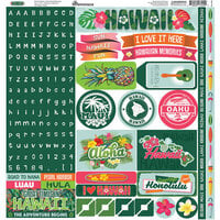 Reminisce - Hawaii Collection - 12 x 12 Cardstock Stickers - Alpha Combo