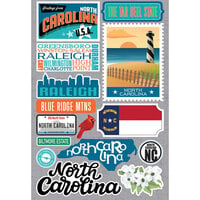 Reminisce - Jetsetters Collection - 3 Dimensional Die Cut Stickers - North Carolina