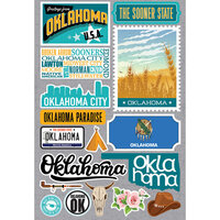 Reminisce - Jetsetters Collection - 3 Dimensional Die Cut Stickers - Oklahoma