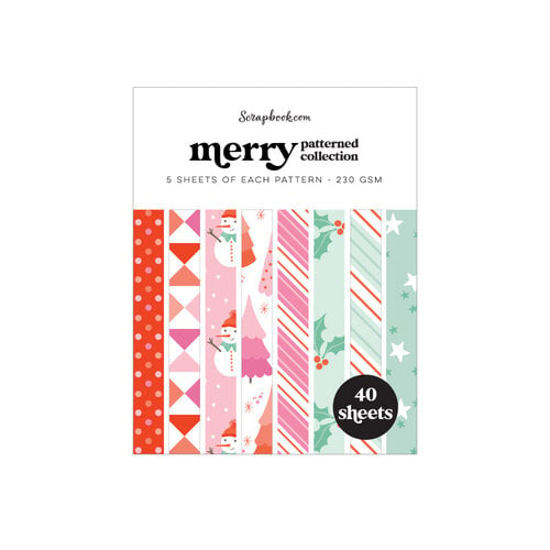 Scrapbook.com - Merry - Patterned Cardstock Paper Pad - Double Sided - A2 - 4.25 x 5.5 - 40 Sheets