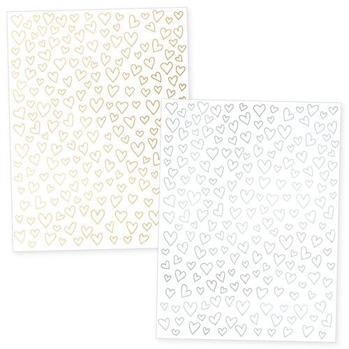 Scrapbook.com - Handwritten Hearts - Metallic Rub-On Transfers - 6x8 - 2 Sheets