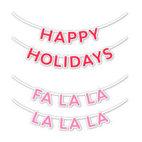 Scrapbook.com - Decorative Die Set - Holiday Sentiments Banners - Fa La La, Happy Holidays