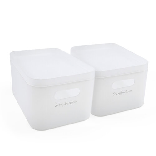 Scrapbook.com - Storage Bin with Lid - Frost - 2 Pack