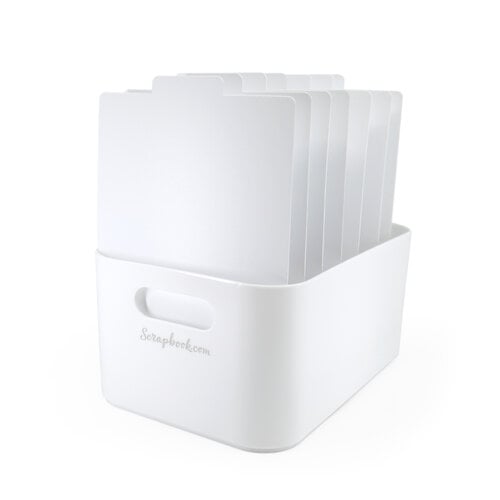 Scrapbook.com - Storage Bin with 7 Tabbed Dividers - Complete Set - White with White Inserts