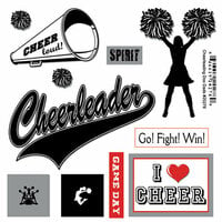 Scrapbook Customs - Sports Pride Collection - Doo Dads - Self Adhesive Metal Badges - Cheerleading