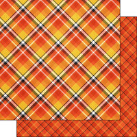 Scrapbook Customs - 12 x 12 Double Sided Paper - Pumpkins Plaid