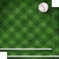 Scrapbook Customs - 12 x 12 Double Sided Paper - Baseball On Field