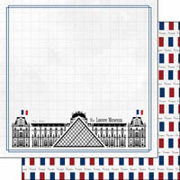 Scrapbook Customs - Adventure Collection - 12 x 12 Double Sided Paper - Paris Louvre Museum