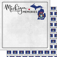 Scrapbook Customs - Adventure Collection - 12 x 12 Double Sided Paper - Michigan Adventure Flag