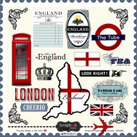 Scrapbook Customs - 12 x 12 Cardstock Stickers - England Sightseeing