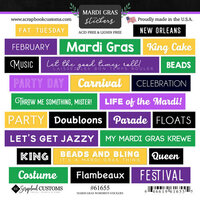 Scrapbook Customs - Cardstock Stickers - Mardi Gras Wordbits