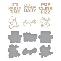 Spellbinders - Its My Party Collection - Glimmer Hot Foil Plates and Die Set - Its My Party Sentiments