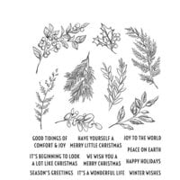 Stampers Anonymous - Tim Holtz - Christmas - Cling Mounted Rubber Stamp Set - Sketch Greenery