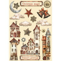 Stamperia - Gear up for Christmas Collection - Colored Wooden Shapes - Cozy Houses