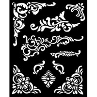 Stamperia - Vintage Library Collection - Media Stencils - Corners And Embellishment