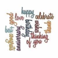 Sizzix - Tim Holtz - Alterations Collection - Thinlits Dies - Script Celebration Words