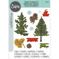 Sizzix - 49 and Market Collection - Framelits Dies with Clear Stamps - Pine Holidays