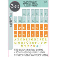 Sizzix - 49 and Market Collection - Framelits Dies with Clear Stamps - Tab Stamp Alpha