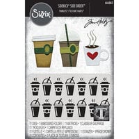 Sizzix - Tim Holtz - Sidekick Collection - Thinlits and Embossing Folder Set - Fresh Brewed