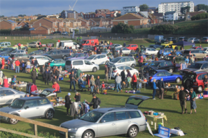 Photograph of a boot sale at Martello Fields