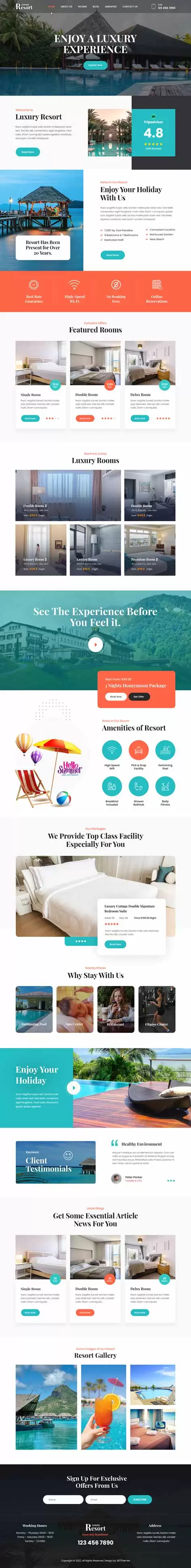 SKT Resort Pro - Luxury Resort WordPress Theme