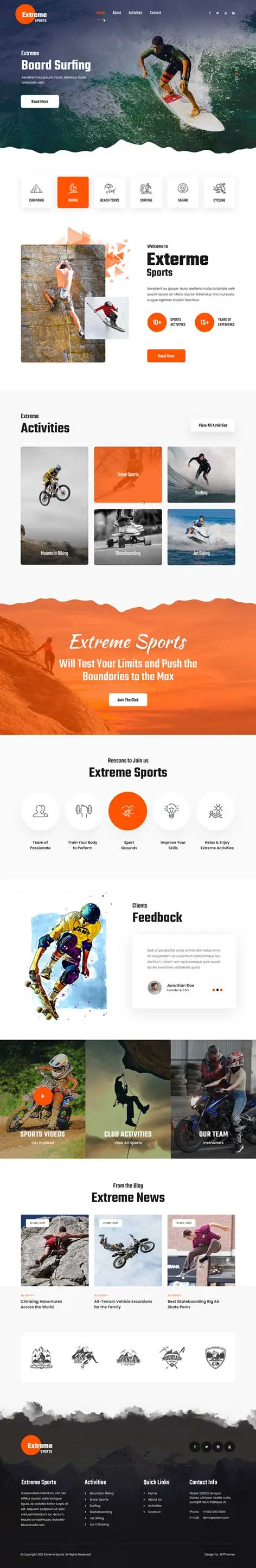 SKT Extreme - Extreme Sports WordPress Theme