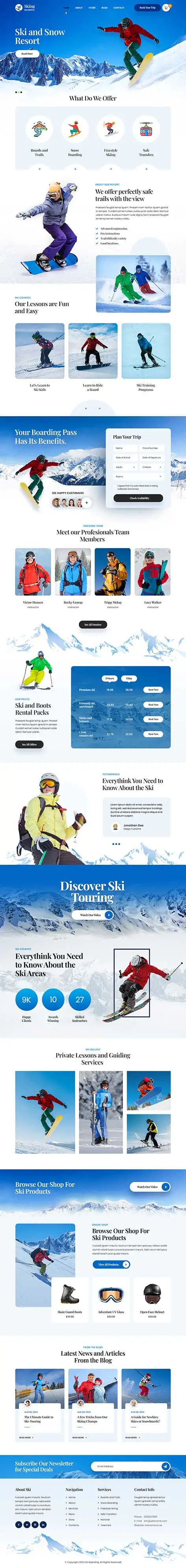 SKT SKI snowboard WordPress theme