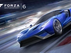 Gry, PC, XBOX, PS4, Forza Motorsport 6, Samochód, Sportowy, Ford GT, Niebieski, Ruch, Wyścig, Plakat