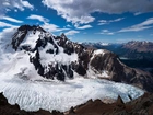 Lodowiec, Glaciar Piedras Blancas, Góry, Śnieg, Niebo, Chmury, Patagonia, Argentyna