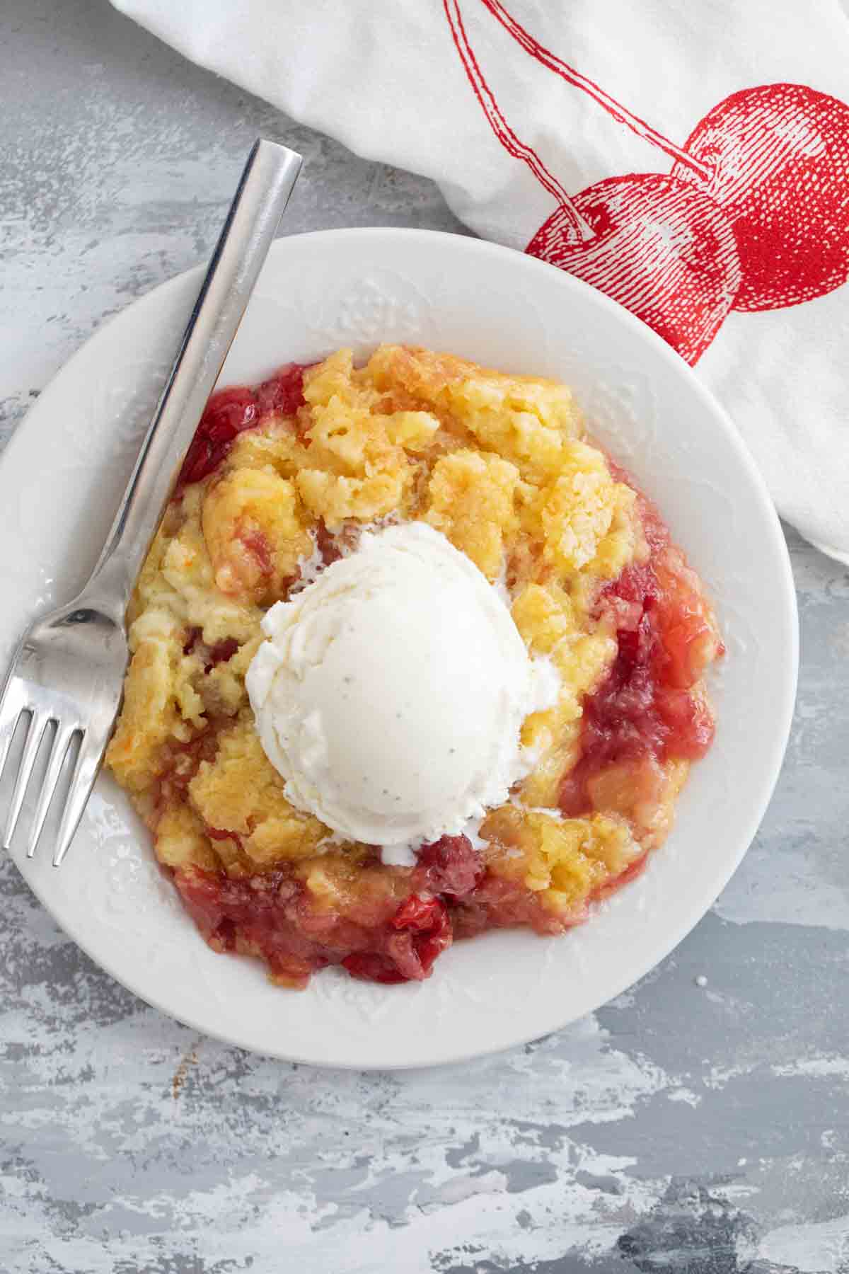 Pineapple and Cherry Dump Cake serving