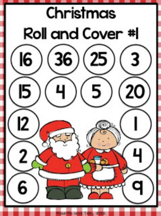 Teach Junkie: 40 Roll and Cover "Bump" Cool Math Games - Christmas Multiplication