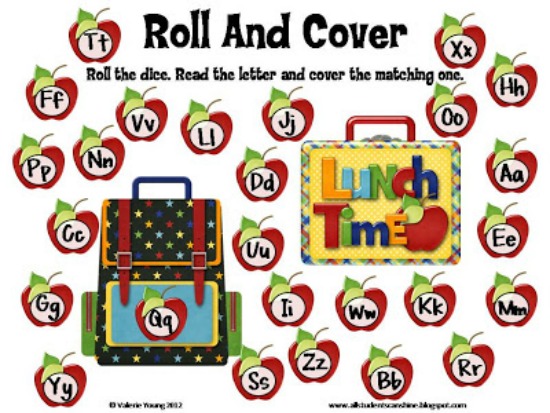 Teach Junkie: 40 Roll and Cover "Bump" Cool Math Games - Alphabet