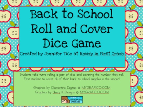 Teach Junkie: 40 Roll and Cover "Bump" Cool Math Games - Back to School