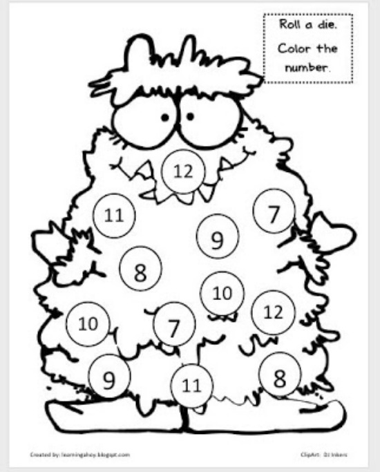 Teach Junkie: 40 Roll and Cover "Bump" Cool Math Games - Monster Cover Up