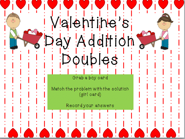 Valentine's Day Addition Doubles Game {printable}