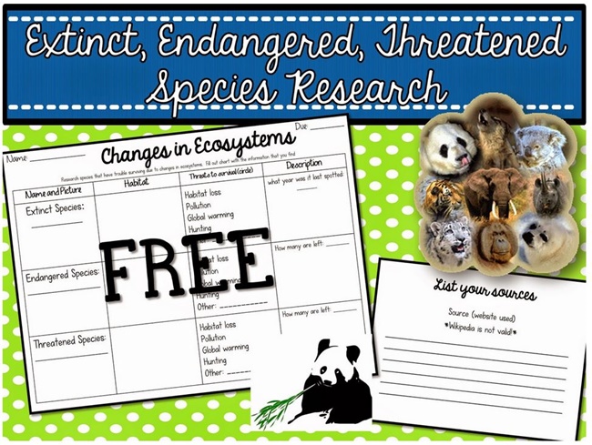 Research Project Organizer: Extinct, Endangered, Threatened Species - Teach Junkie