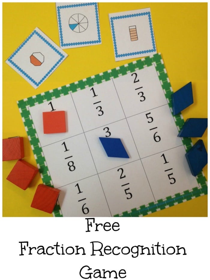 Free fractions recognition printable game