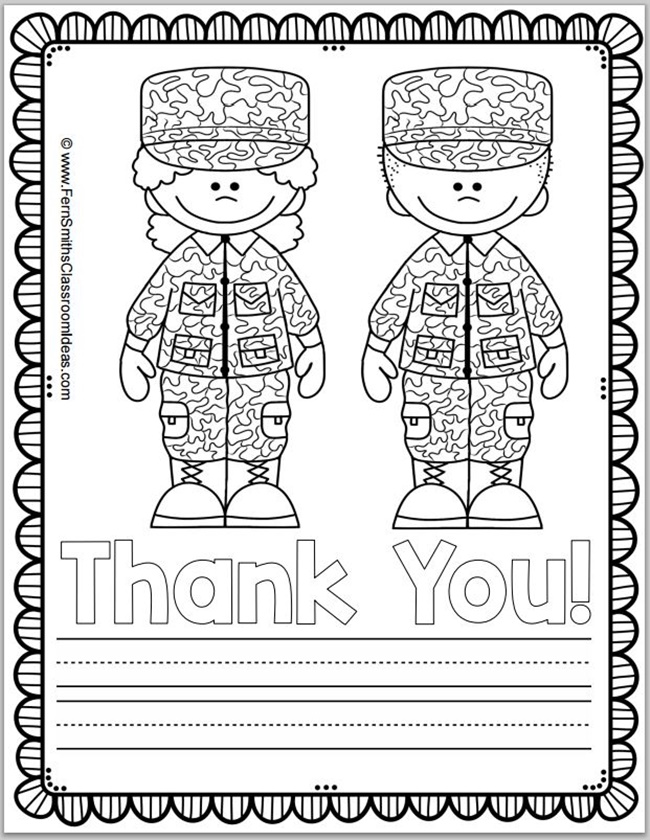 Free Memorial Day Coloring Page and Thank You Notes - Teach Junkie