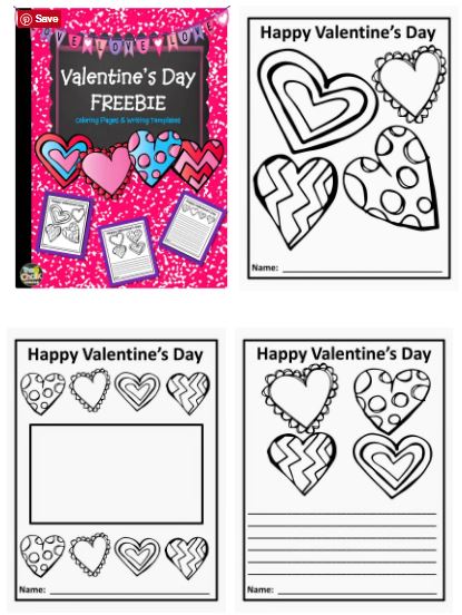 Valentine's Day Writing Paper Templates and Coloring Pages