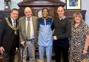 Cindy Ngamba with the Mayor and Mayoress of Bolton and her boxing coaches