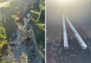 Janet's grave on the left and the removed posts on the right